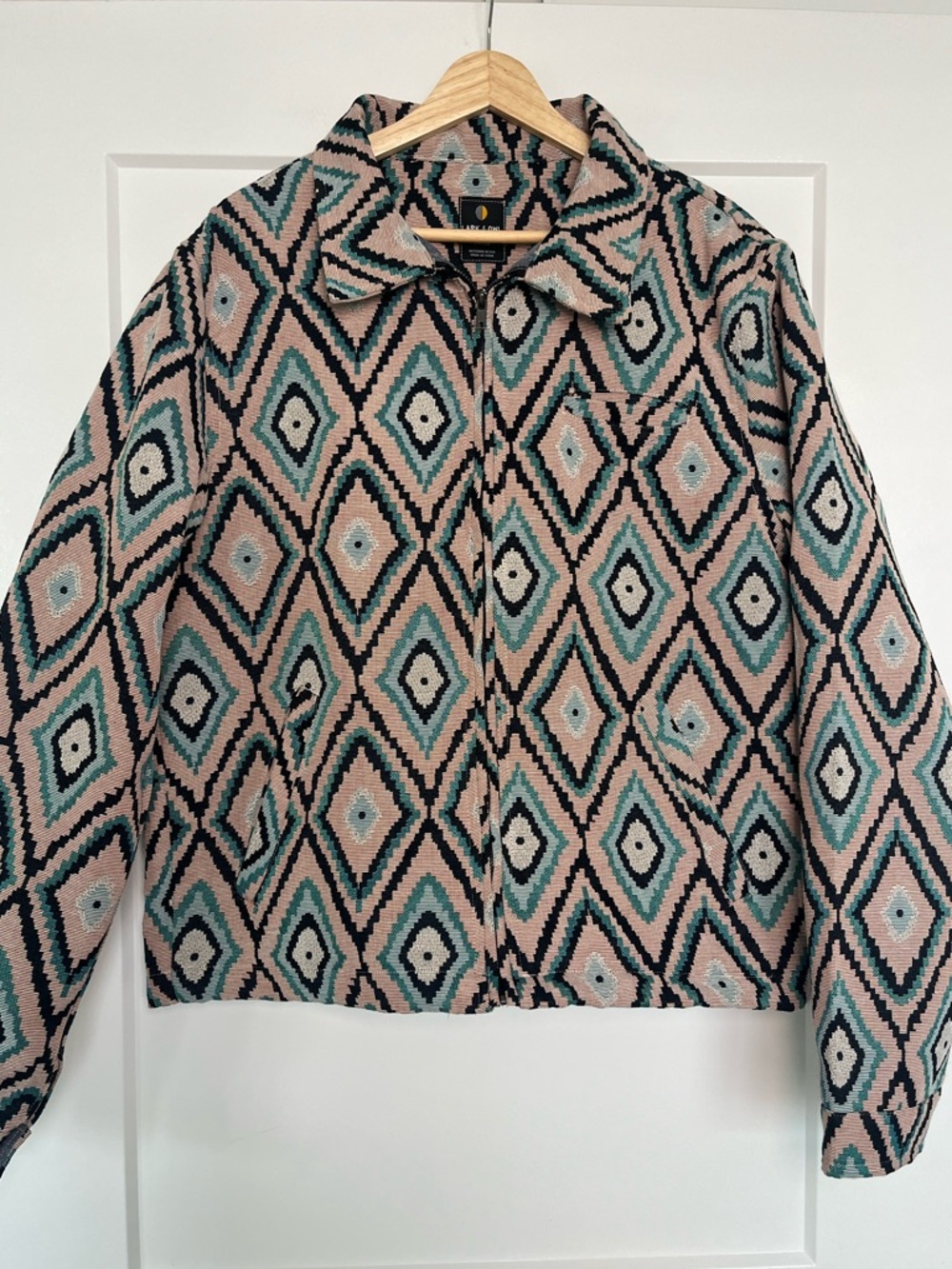 Lark & Owl Tapestry Jacket Large Boho Mosaic Zip Up Statement Coat